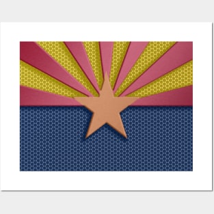 Arizona Flag Metal Look Posters and Art